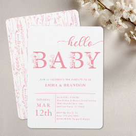 Convites Hello Baby Wildflower Baby Shower Invitation
