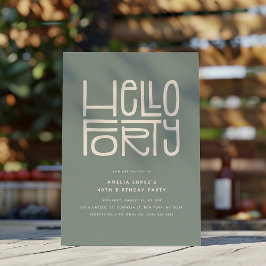 Convites HELLO FORTY Modern aniversário de 40 anos