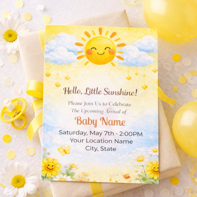Convites Hello Golden Sun Baby Gathering (Criador carregado)