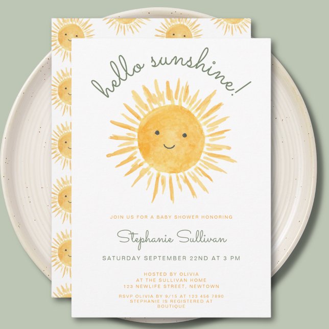 Convites Hello Sunshine Baby Shower  (Criador carregado)