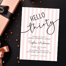 Convites Hello Thirty Modern Script Simple 30th Birthday