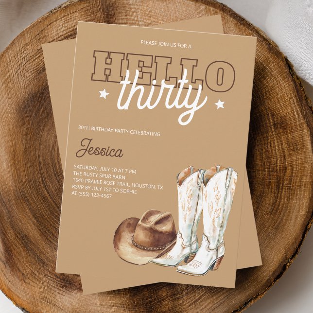 Convites Hello Thirty Rustic Country 30th Birthday Party (Hello Thirty Rustic Country 30th Birthday Party Invitation)