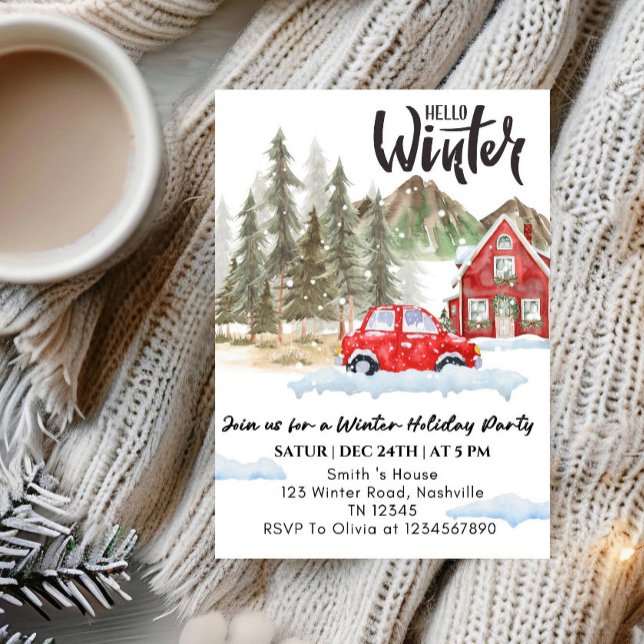 Convites Hello Winter Holiday party -Snowflake Winter Party (Criador carregado)