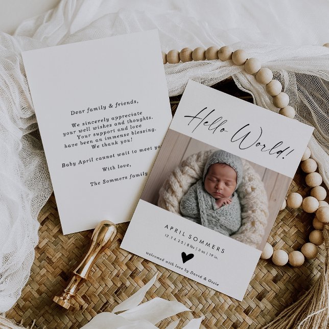 Convites Hello World Photo Baby Birth Announcement Card (Criador carregado)