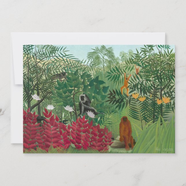 Convites Henri Rousseau - Floresta Tropical com Macacos (Frente)