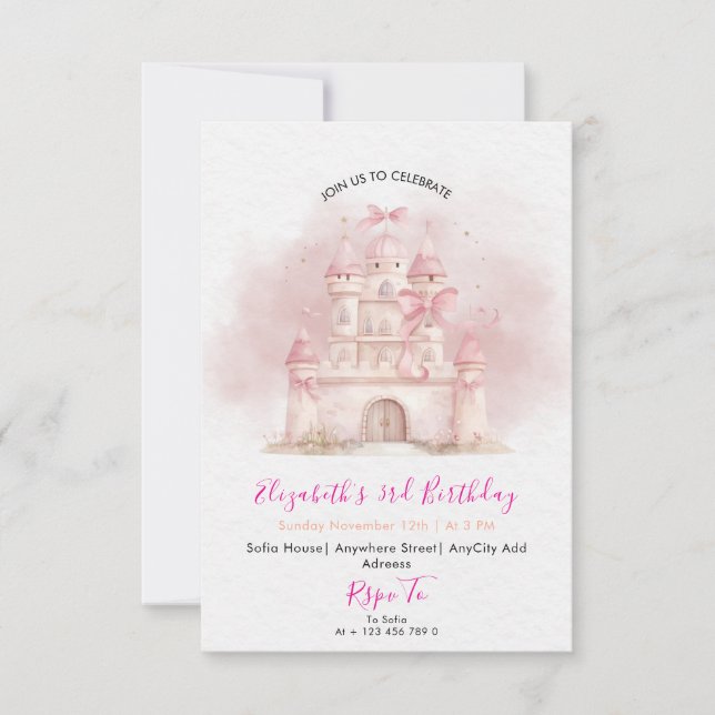 Convites Her Royal Highness Princess Birthday Party Invite (Frente)