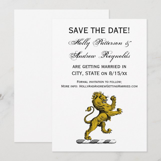 Convites Heraldic Lion Standcrest Emblem C (Frente/Verso)