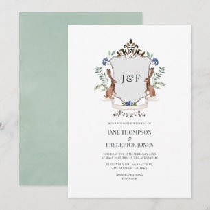 Convites Heráldica Rústica de Floresta Monograma Casamento 