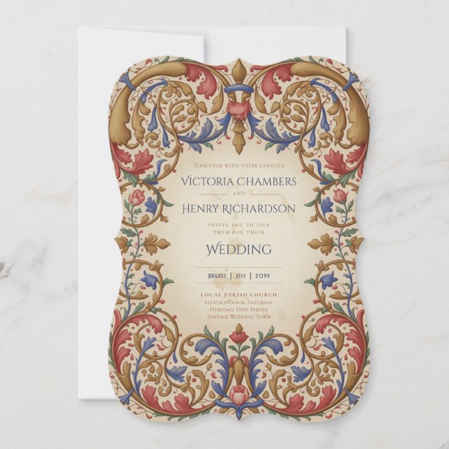 Convites Herança | Casamento Ornate Renascentista Barroco (Frente)