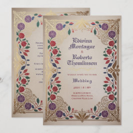 Convites Herança Floral Medieval Casamento Roxo Vermelho Do