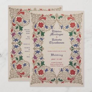 Convites Herança Floral Medieval Casamento Roxo Vermelho Do