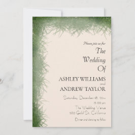 Convites Herb Verde Clássico - Casamento Elegante Beige