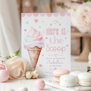 Convites Herde um primeiro aniversario de sorvete pastel
