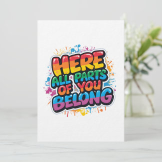 Convites Here All Parts of You Belong - Rainbow Quote