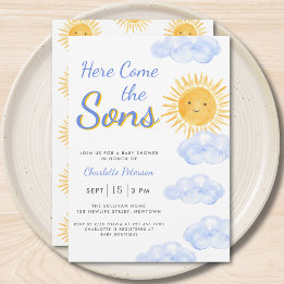 Convites Here Come The Sons Twin Boys Baby Shower