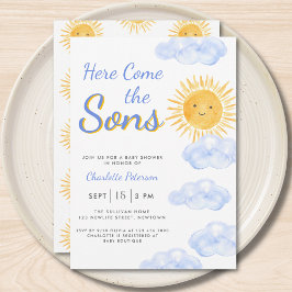 Convites Here Come The Sons Twin Boys Baby Shower