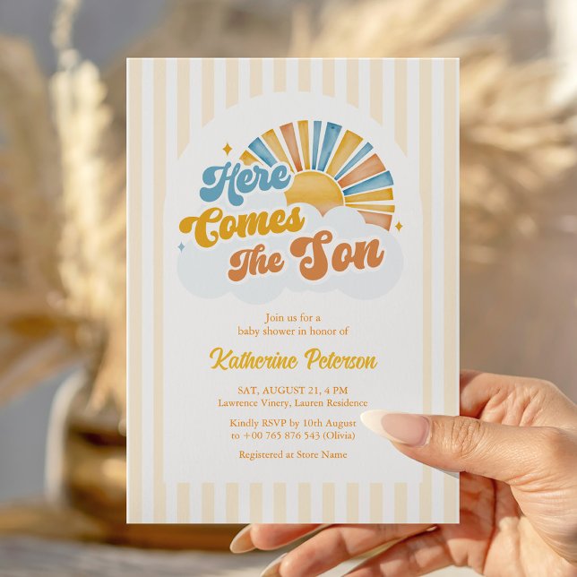 Convites Here Comes the Son Baby Shower Invitation (Criador carregado)