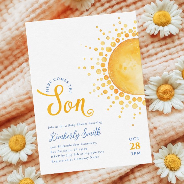 Convites Here Comes the Son Baby Shower Invitation (Criador carregado)