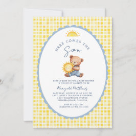 Convites Here Comes the Son Bear Baby Shower Invitation