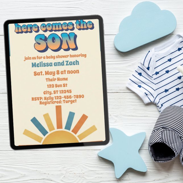 Convites Here Comes the SON, Boho Sun Baby Shower (Criador carregado)
