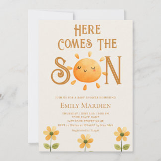 Convites Here Comes The Son Floral Sunshine Baby Shower