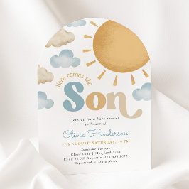 Convites Here Comes the Son Sunshine Baby Shower Invitation