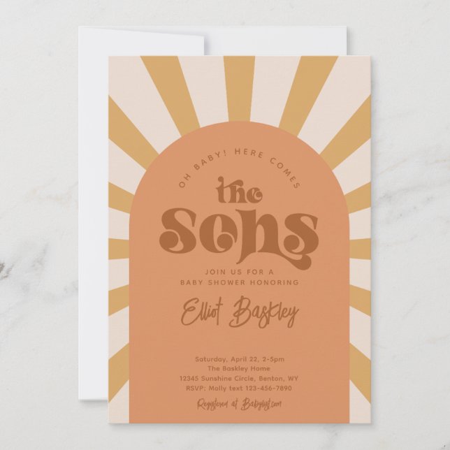 Convites Here Comes The Sons Baby Shower Invitation  (Frente)