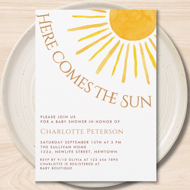Convites Here Comes The Sun Baby Shower (Criador carregado)