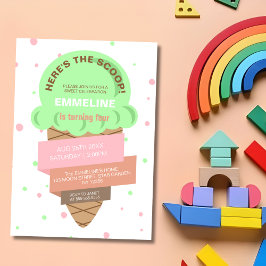 Convites Here's The Scoop Mint Ice Cream Sweet Birthday