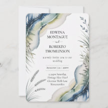 Heritage Blue Green Watercolor Coastal Wedding