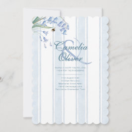 Convites Heritage Bluebells Bees Floral Stripes Wedding