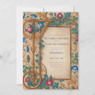 Convites Heritage Casamento de Joia Dourada Medieval Rena