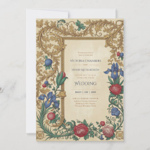 Convites Heritage Casamento de Joia Dourada Medieval Rena