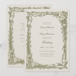 Convites Heritage Edwardian Fita Floral Casamento