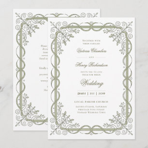 Convites Heritage Edwardian Sage Ribbon Scroll