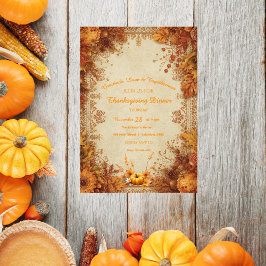 Convites Heritage Floral Elegant Damask Thanksgiving