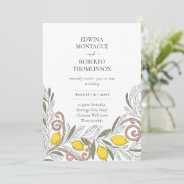 Convites Heritage Lemon Line Art Mediterranean Wedding
