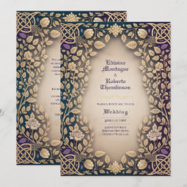 Convites Heritage Medieval Celtic Knot Floral Jewel Wedding