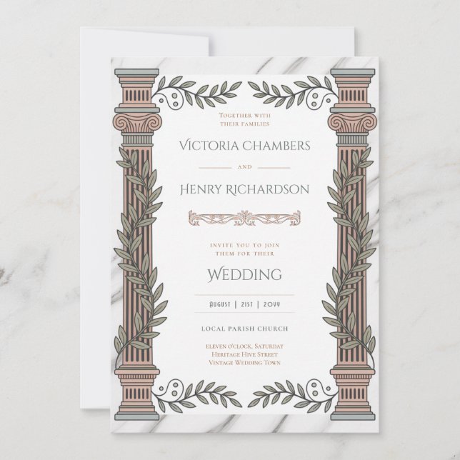 Convites Heritage | Neoclassical Greco-Roman Wedding (Frente)