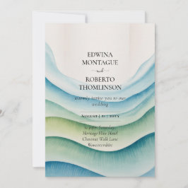 Convites Heritage Ocean Wave Watercolor Coastal Wedding