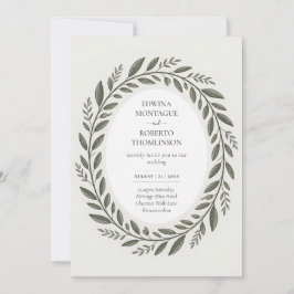 Convites Heritage Olive Leaf Wreath Mediterranean Wedding