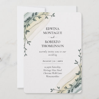 Convites Heritage Olive Ribbon Minimalist Wedding