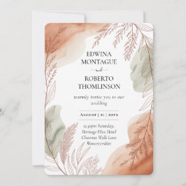 Convites Heritage Terracotta and Sage Botanical Wedding