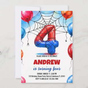 Convites Herói da Teia de Aranha Balão Vermelho Azul Aniver