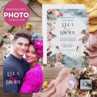 Convites Heronias Elegante com Casamento Fotográfico Person