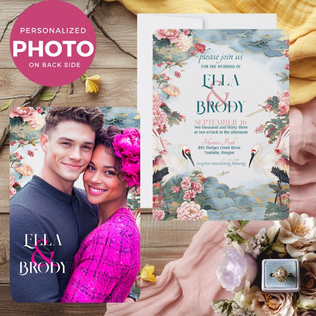 Convites Heronias Elegante com Casamento Fotográfico Person (Criador carregado)