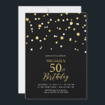 Convites Hexágono Preto e Dourado Confetti 50ª Festa de ani<br><div class="desc">Celebre seu dia especial com este moderno convite de aniversário 50º. Este design apresenta um script de na moda com letra "50º Aniversário" com o hexágono confetti com um tema de cor preto e dourado. Você pode solicitar convite impresso ou baixar o convite digital para envio instantâneo. Mais convites e...</div>