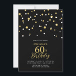 Convites Hexágono Preto e Dourado Confetti 60ª Festa de ani<br><div class="desc">Celebre seu dia especial com este moderno convite de aniversário 60º. Este design apresenta um script de na moda com letra "60º Aniversário" com o hexágono confetti com um tema de cor preto e dourado. Você pode solicitar convite impresso ou baixar o convite digital para envio instantâneo. Mais convites e...</div>