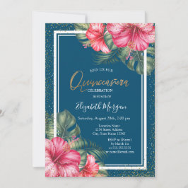 Convites Hibisco,Capelo de Formatura Azul Quinceañera