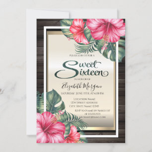 Convites Hibisco Tropical Madeira Sweet 16